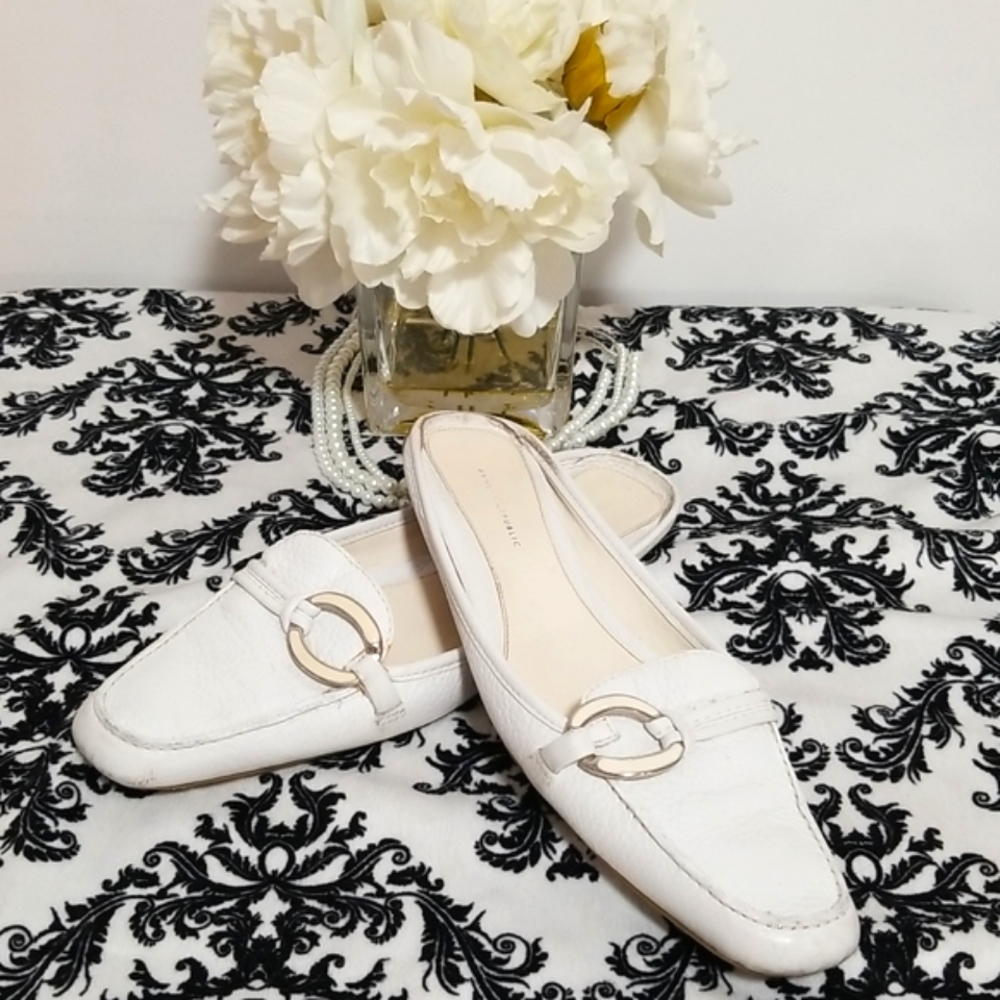 Banana Republic White Leather Mules